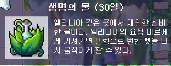 메이플 플래닛 펫 기간 연장 방법|생명의 물 사용법 3 생명의 물