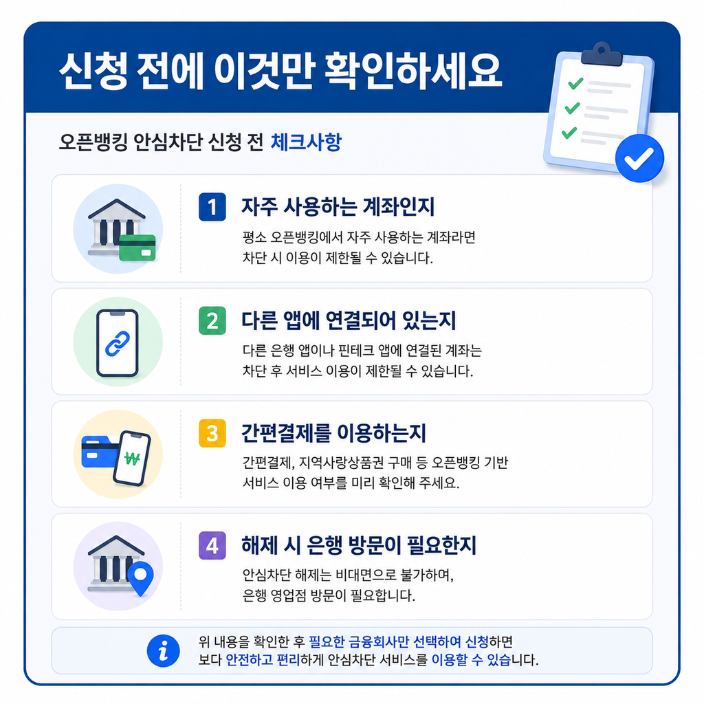 오픈뱅킹 안심차단 신청 방법 6 신청 전 확인